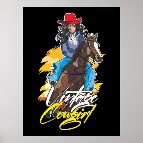 Vintage Rodeo Girl Classic  Poster