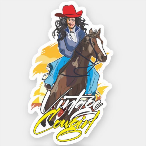 Vintage Rodeo Girl Classic Sticker