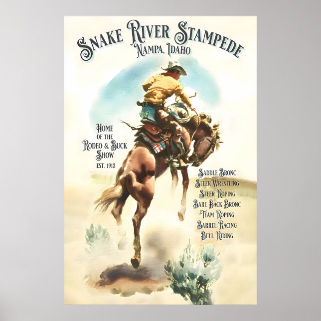 Vintage Rodeo Poster Snake River Stampede, Western (Front)