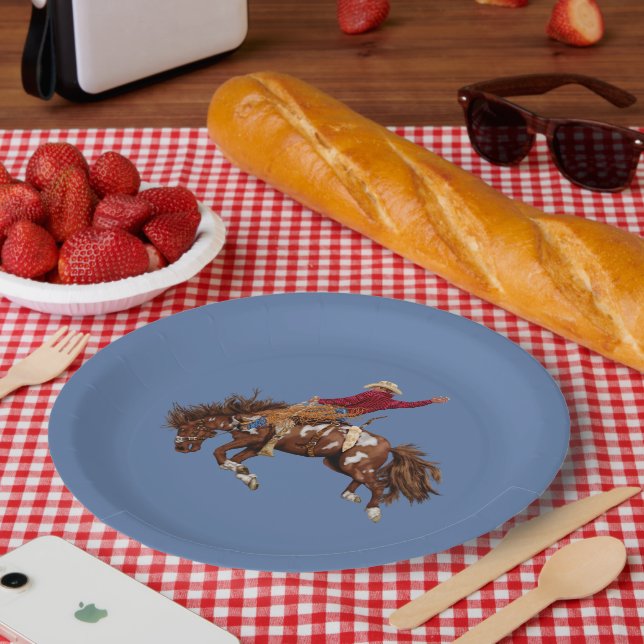 Vintage Rodeo rider  Paper Plates (Picnic)