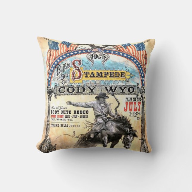 Vintage Rodeo Throw Pillow (Front)