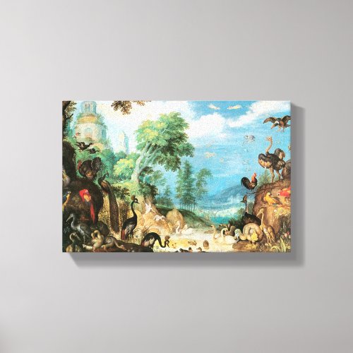 Vintage Roelant Savery Landscape with Birds Canvas Print