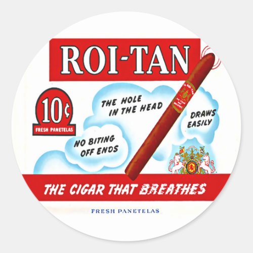 Vintage Roi_Tan Cigra Box Art Classic Round Sticker