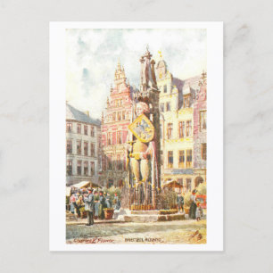 Vintage Roland Statue, Bremen, Germany Postcard