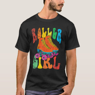 Vintage Roller Girl 70'S Funny Skating Costume Gif T-Shirt