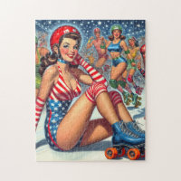 Vintage Roller Girl Illustration
