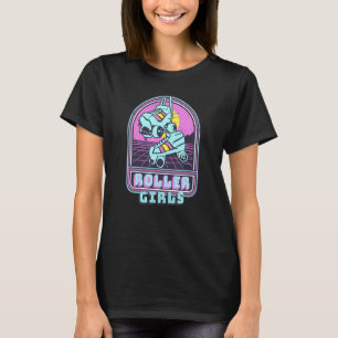 Vintage Roller Girls Skating 80s Disco Roller Skat T-Shirt