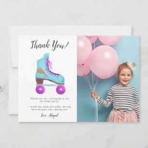 Vintage Roller Skate Birthday Party Photo Thank You Card