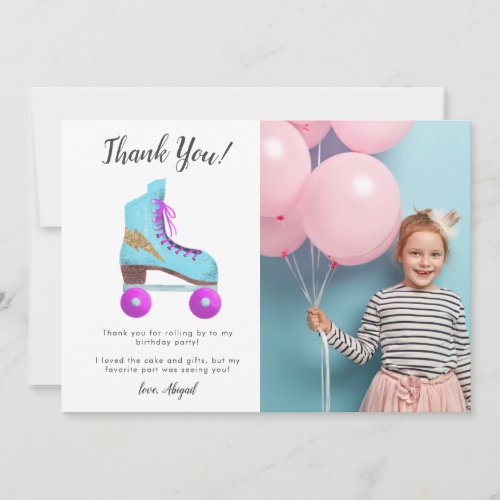 Vintage Roller Skate Birthday Party Photo Thank You Card
