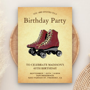 Vintage Roller Skates Birthday Party Invitation