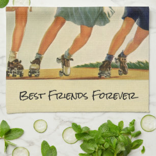 Vintage Roller Skating Fun Children Boys and Girls Kitchen Towel