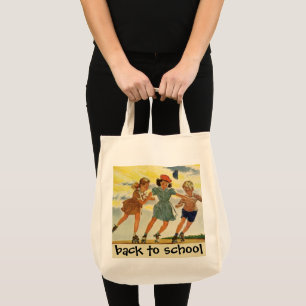 Vintage Roller Skating Fun Children Boys and Girls Tote Bag