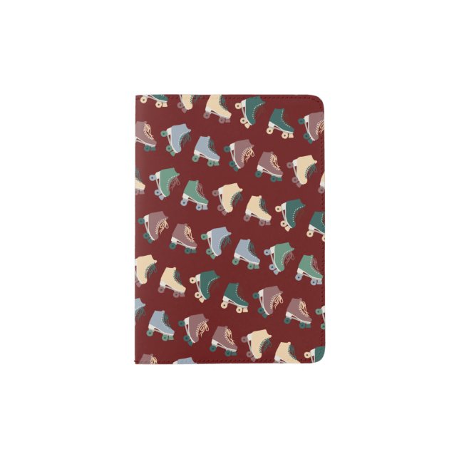 Vintage Rollerskates Skates Pattern  Passport Holder (Front)