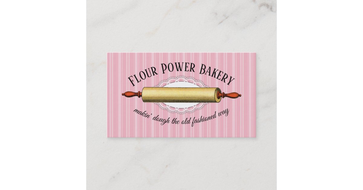 Vintage rolling pin bakery business card Zazzle