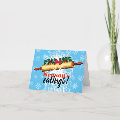 Vintage rolling pin baking personalized Christmas Card