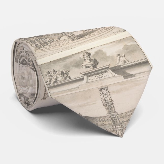 Vintage Roman Colosseum Illustrative Diagram Neck Tie (Rolled)