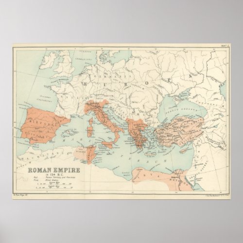 Vintage Roman Empire Map 1895 Poster