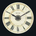 Vintage Roman Numeral Rustic Farm Clock<br><div class="desc">Add your family name to a rustic,  country-style farm wall clock featuring elegant Roman numeral typography in black to mark the hours of the day,  with numbers at five minute increments over a cream colored background.</div>