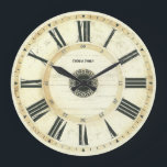 Vintage Roman Numeral Rustic Farm Clock<br><div class="desc">Add your family name to a rustic,  country-style farm wall clock featuring elegant Roman numeral typography in black to mark the hours of the day,  with numbers at five minute increments over a cream colored background.</div>