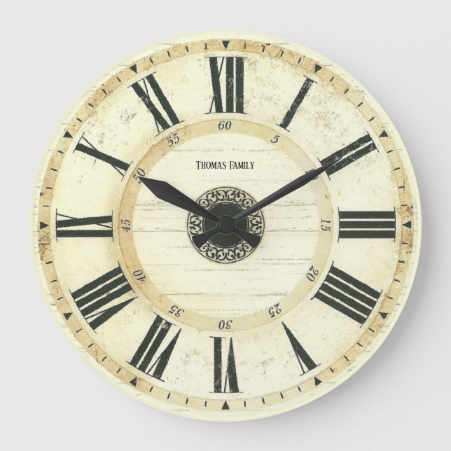 Vintage Roman Numeral Rustic Farm Clock (Front)