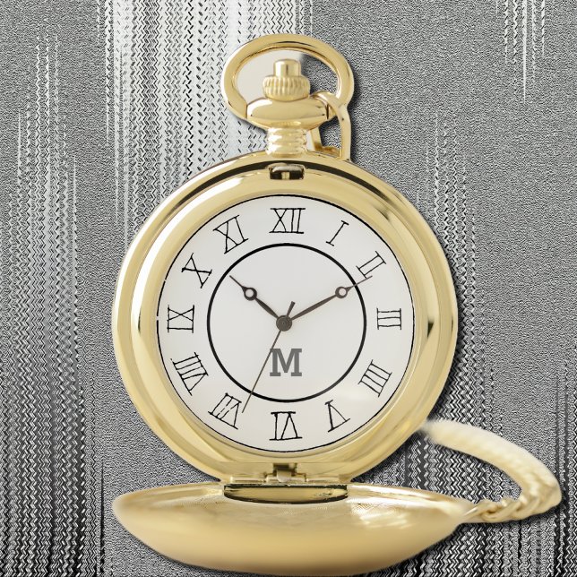 Vintage Roman Numerals - add monogram Pocket Watch (Creator Uploaded)