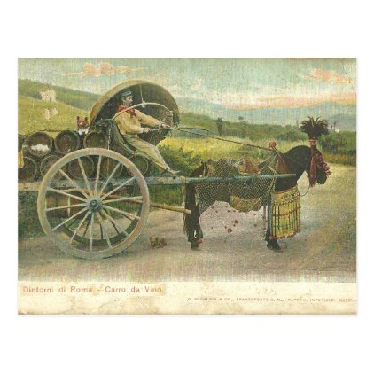Vintage Roman Wine Cart/Carra de Vino Postcard