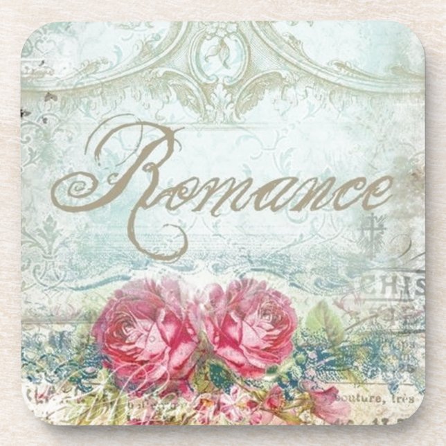 Vintage Romanace Floral Drink Coaster (Front)