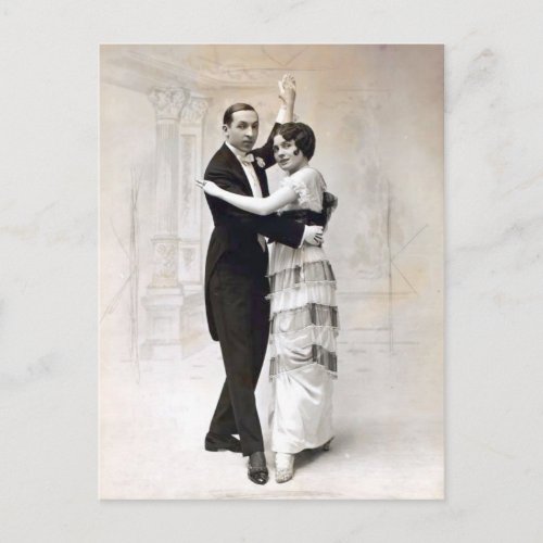 Vintage Romance Ballroom Dance Couple Postcard