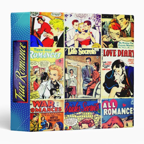 Vintage Romance Comic Book Cover Collage 3 Ring Binder