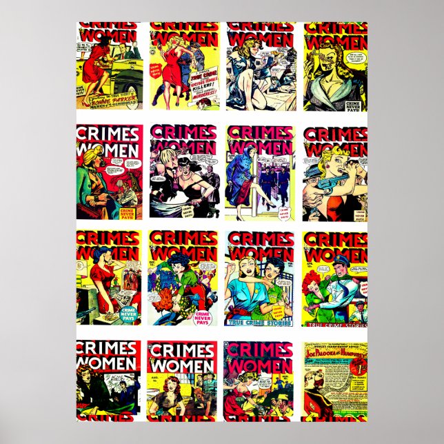 Vintage Romance Comic Book Cover Collage Poster (Front)