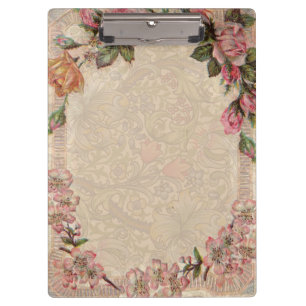 Vintage Romance Couple: Antique Roses Girly Love Clipboard