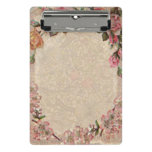 Vintage Romance Couple: Antique Roses Girly Love Mini Clipboard