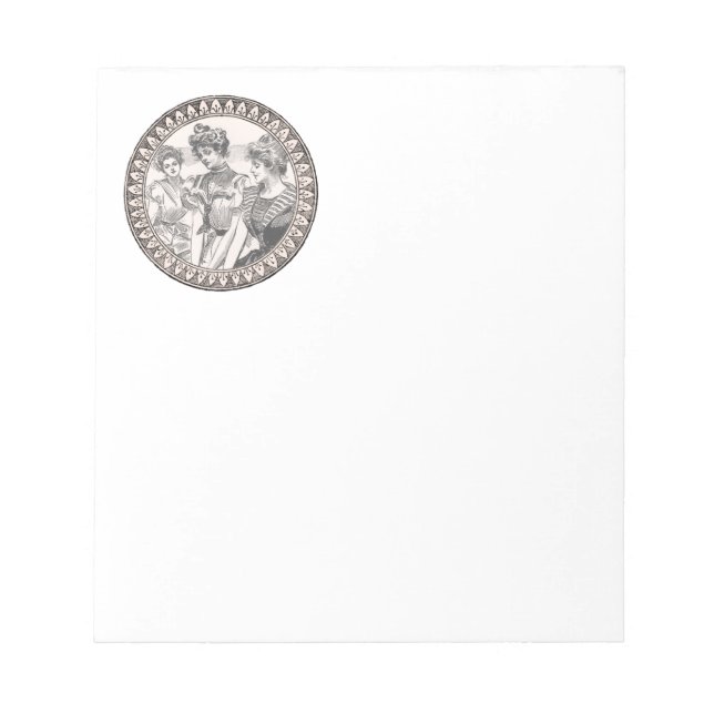  Vintage Romance Couple: Antique Roses Girly Love Notepad (Front)