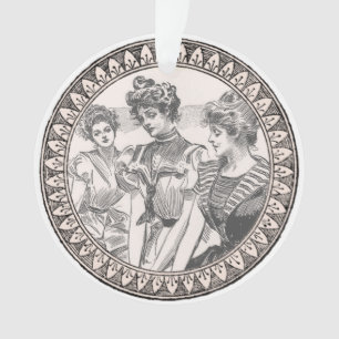 Vintage Romance Couple: Antique Roses Girly Love Ornament