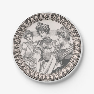 Vintage Romance Couple: Antique Roses Girly Love Paper Plates