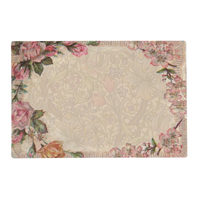  Vintage Romance Couple: Antique Roses Girly Love Placemat (Front)