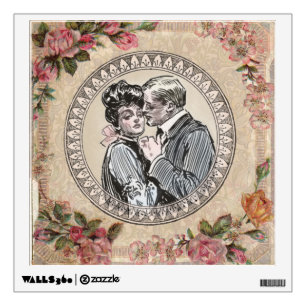  Vintage Romance Couple: Antique Roses Girly Love Wall Sticker