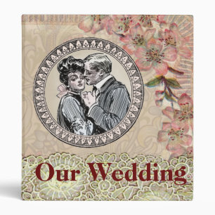 Vintage Romance Couple Antique Roses Wedding Binder