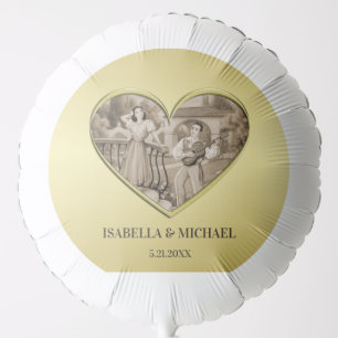 Vintage Romance couple, man and woman, gold Balloon