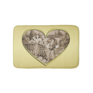 Vintage Romance couple, man and woman, gold Bath Mat