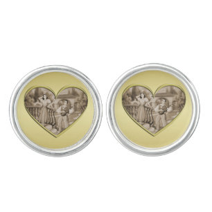 Vintage Romance couple, man and woman, gold Cufflinks