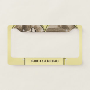 Vintage Romance couple, man and woman, gold License Plate Frame