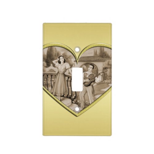 Vintage Romance couple man and woman gold Light Switch Cover
