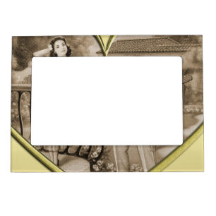 Vintage Romance couple, man and woman, gold Magnetic Frame