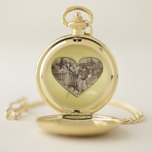 Vintage Romance couple, man and woman, gold Pocket Watch