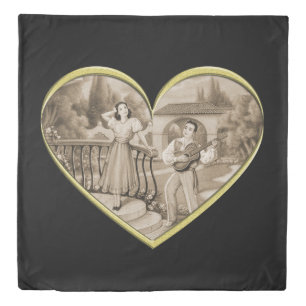 Vintage Romance couple, man and woman love Duvet Cover
