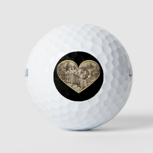 Vintage Romance couple man and woman love Golf Balls