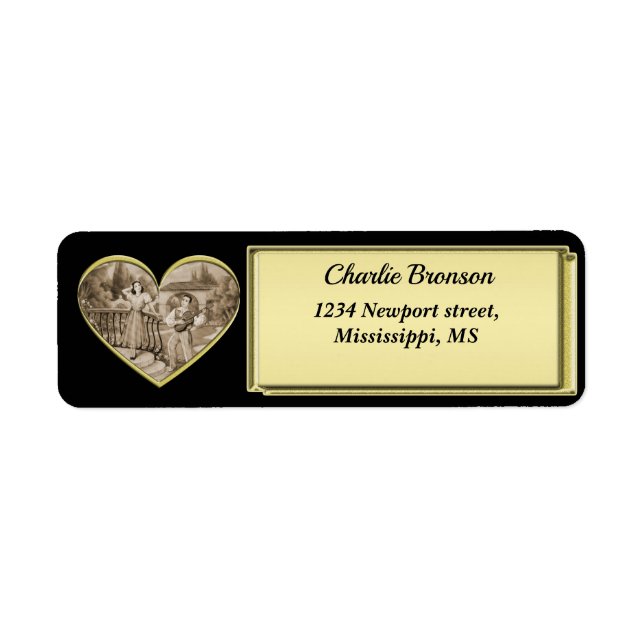 Vintage Romance couple, man and woman love Label (Front)