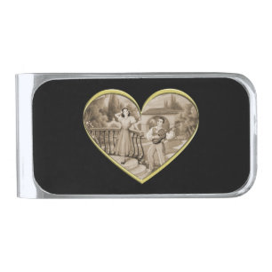 Vintage Romance couple, man and woman love Silver Finish Money Clip