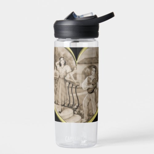 Vintage Romance couple man and woman love Water Bottle